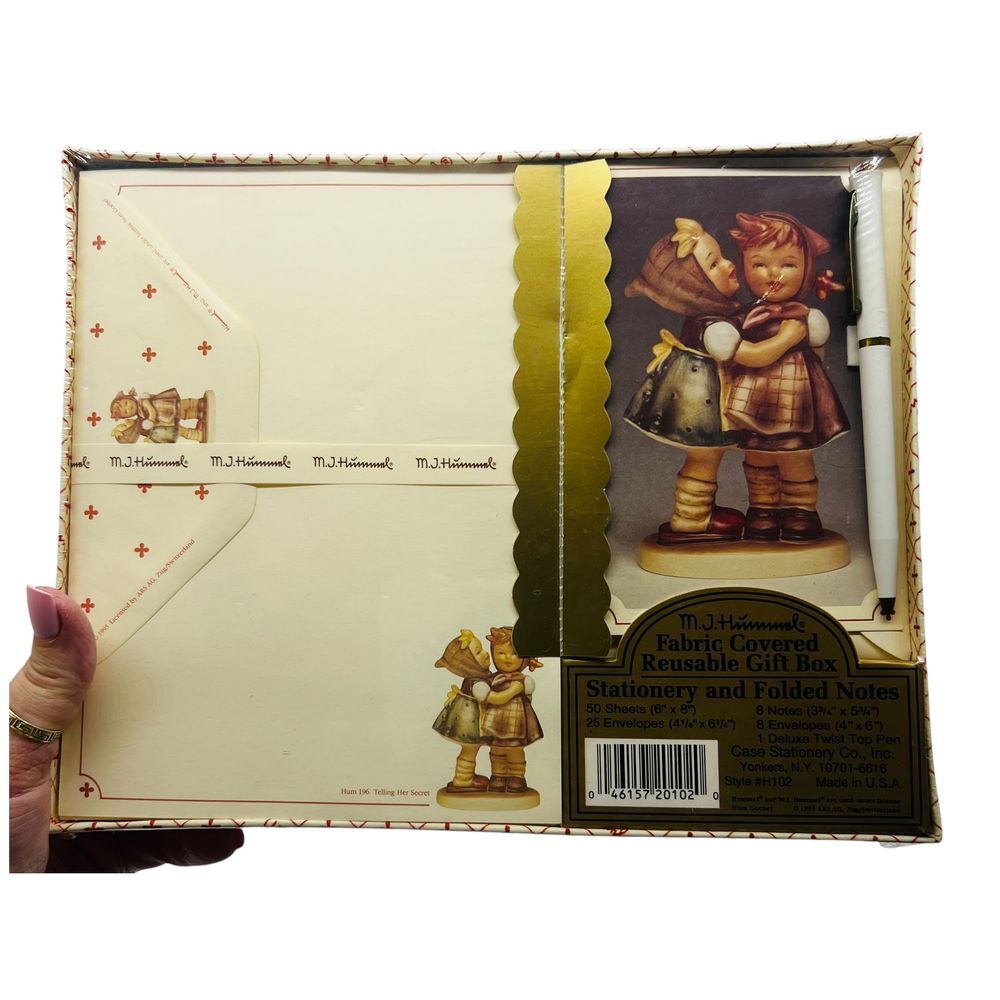 M.J. Hummel Vtg. 1993 Stationary Set Unopened Fabric Covered Box Zug Switzerland